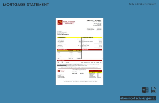 Beispiel für einen Kontoauszug der CBIC Bank in Grenada (Hypothekenabrechnung)